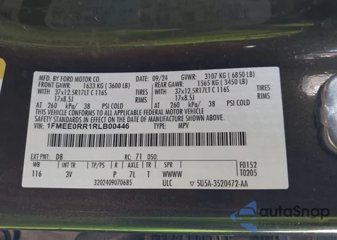 2024 Ford Bronco Raptor z USA, uszkodzony, nr VIN 1FMEE0RR1RLB00446